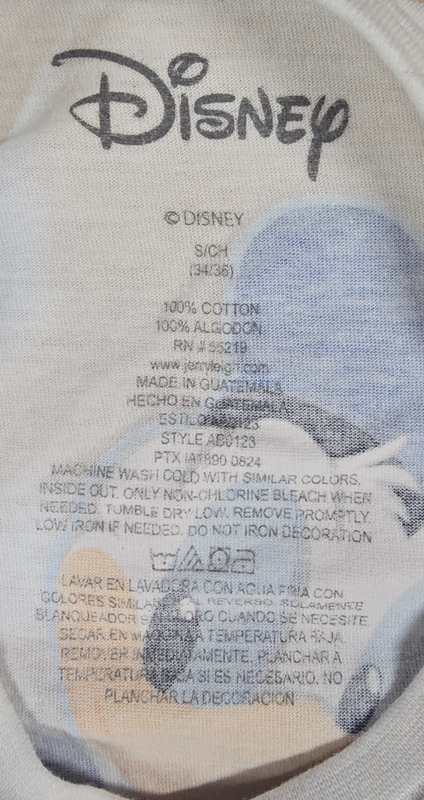 Disney Donald Duck 1934 T Shirt Small White Double Sided Graphic Cartoon Tee