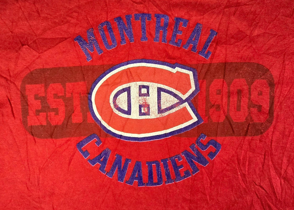 Montreal Canadiens T Shirt Medium M Red SOGO NHL Hockey Logo Est 1909 Tee