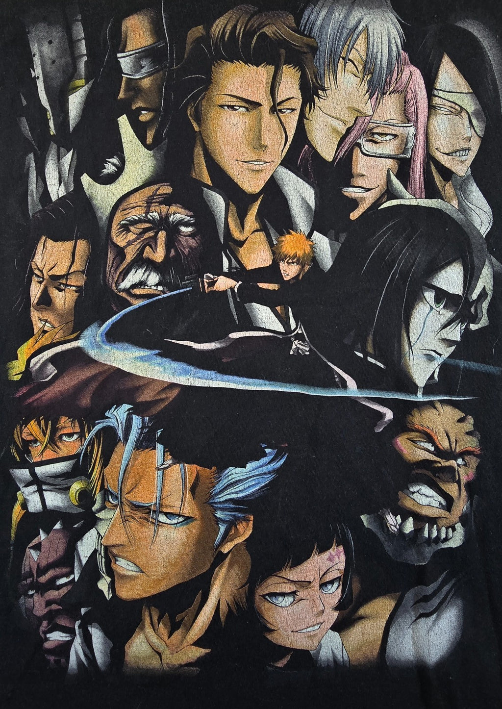 Bleach Anime T Shirt Medium M Black Ichigo Kurosaki Gotei 13 Double Sided Tee