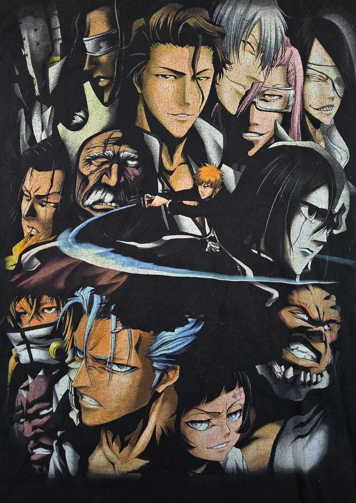 Bleach Anime T Shirt Medium M Black Ichigo Kurosaki Gotei 13 Double Sided Tee