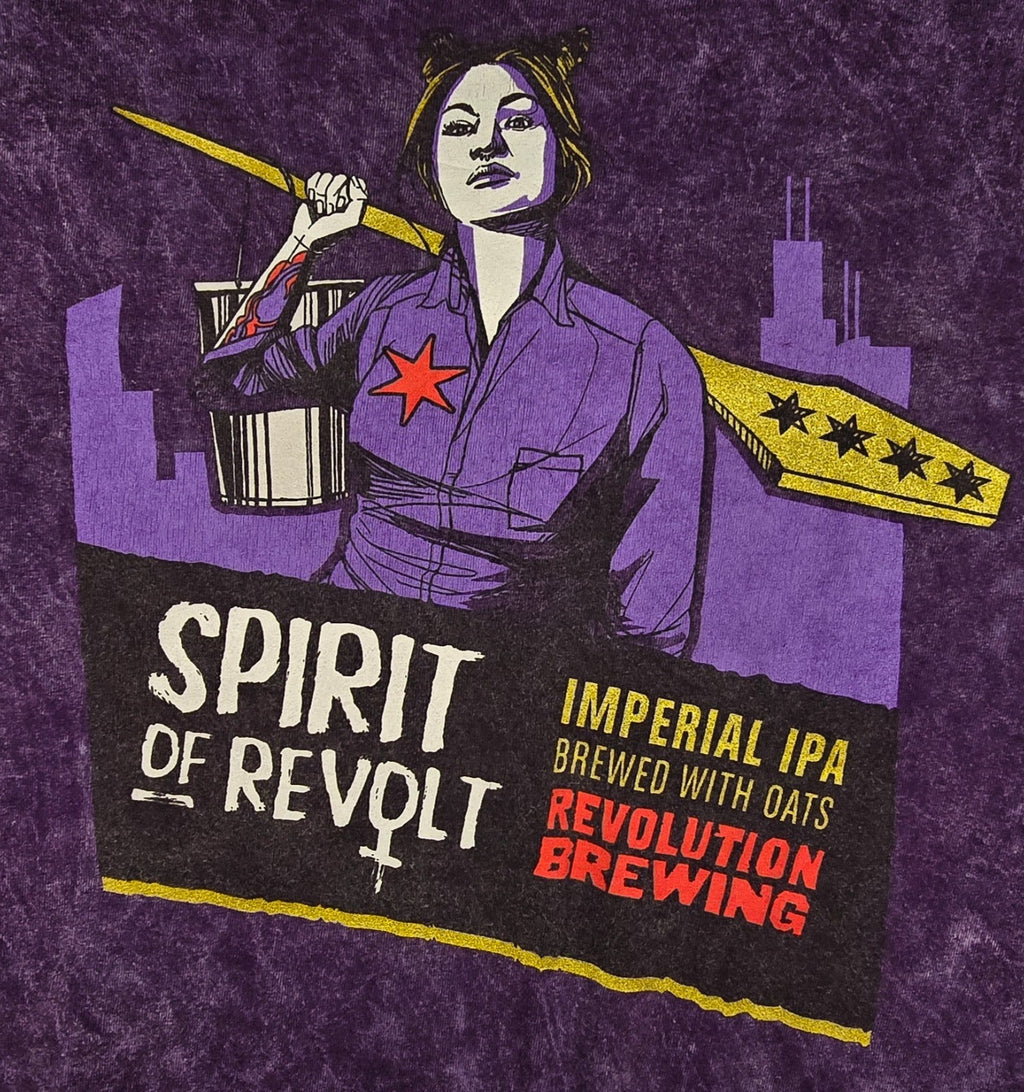 Revolution Brewing Spirit of Revolt Imperial IPA T Shirt Purple Acid Wash Beer T