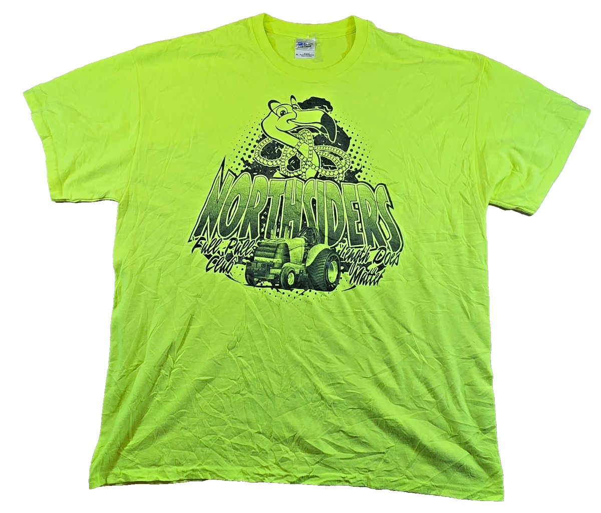 Northsiders Bowling Green Ohio T Shirt XL Gildan Ultra Cotton Neon Green Tee
