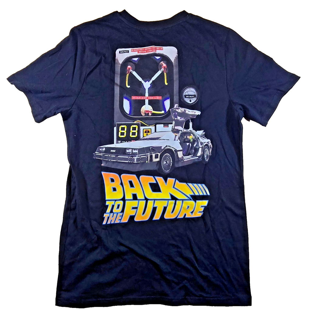 Back To The Future T Shirt Small Black NWT DeLorean Flux Capacitor Movie Tee