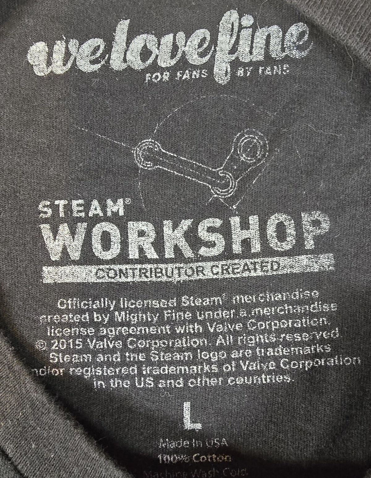 Men's T-shirt Steam Workshop Graphic Print Black Crew Neck T-Shirt L