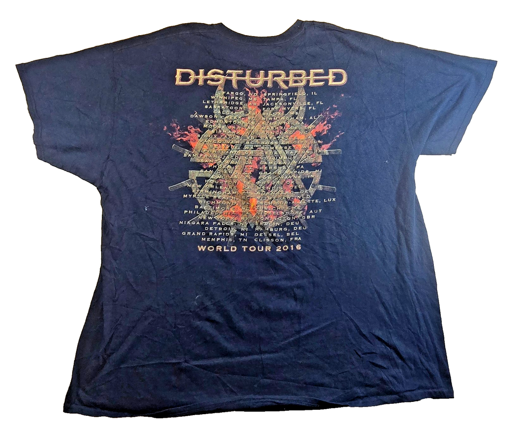 Disturbed T Shirt XL Black The Vengeful One World Tour 2016 Heavy Metal Band XL