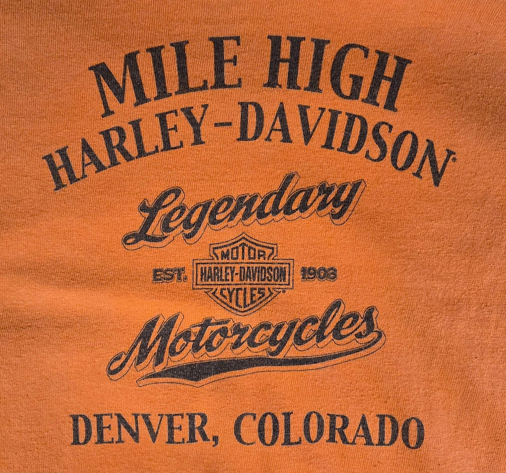 Harley Davidson Mile High Denver Colorado Orange Pocket T Shirt 2XL Motorcycle