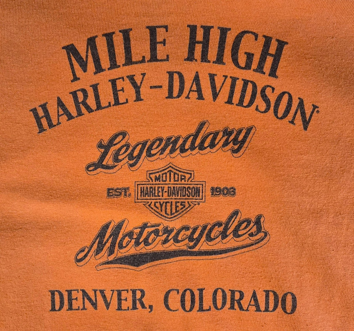 Harley Davidson Mile High Denver Colorado Orange Pocket T Shirt 2XL Motorcycle