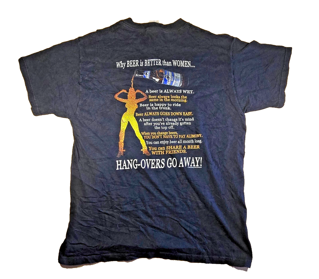 Hard Buck Beer T Shirt Large L Black Funny Drinking Humor Double Sided Graphic