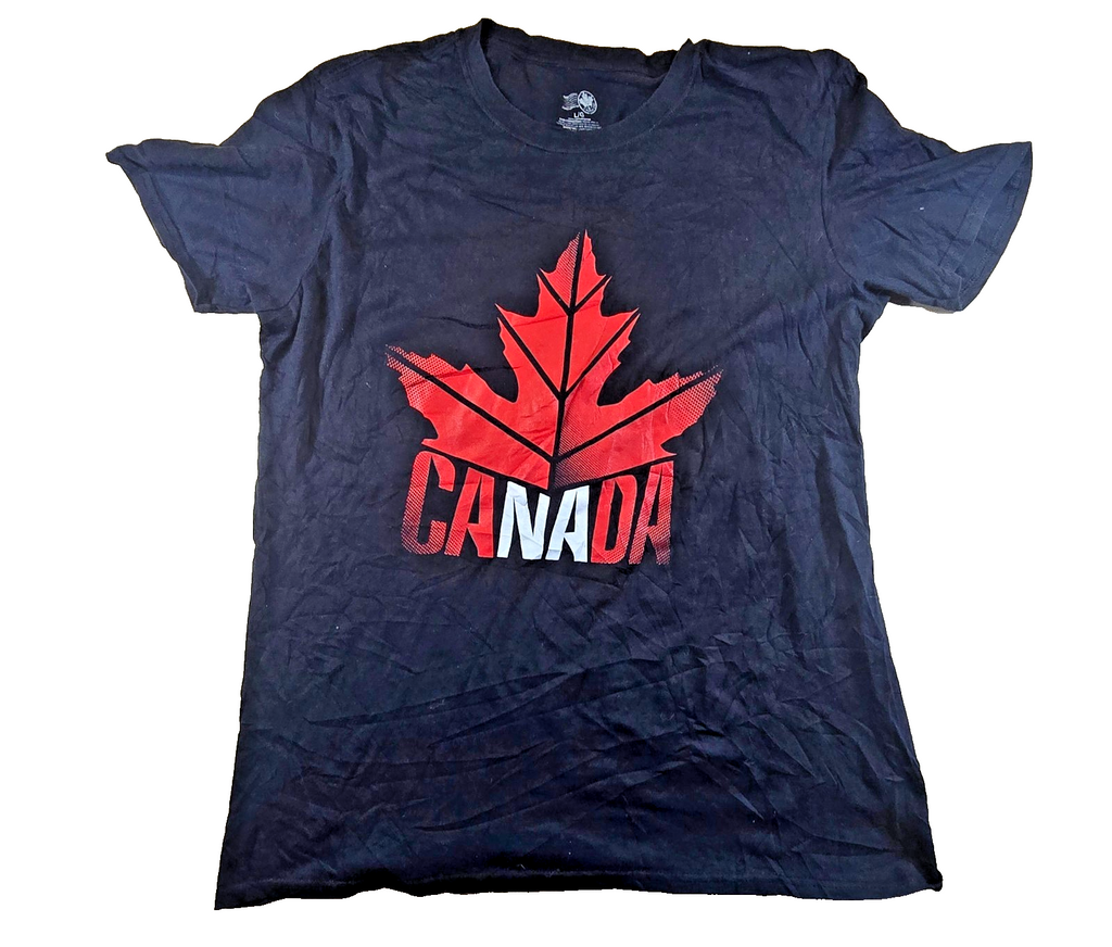 Canada Maple Leaf T Shirt Large L Black 100% Cotton Souvenir Canadian Tee