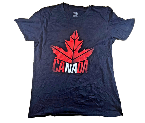 Canada Maple Leaf T Shirt Large L Black 100% Cotton Souvenir Canadian Tee