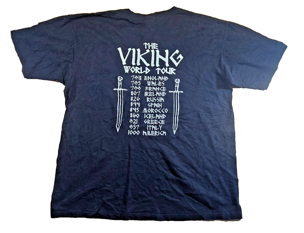 The Viking World Tour T Shirt XL Black Anvil Norse Viking Ship Double Sided Tee