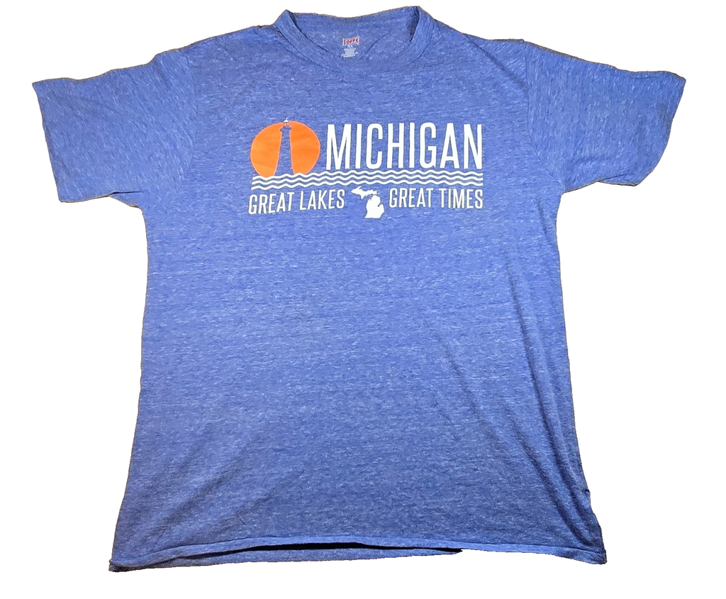 Michigan Great Lakes T Shirt 2XL USA Single Stitch Vintage Style Tourist Tee