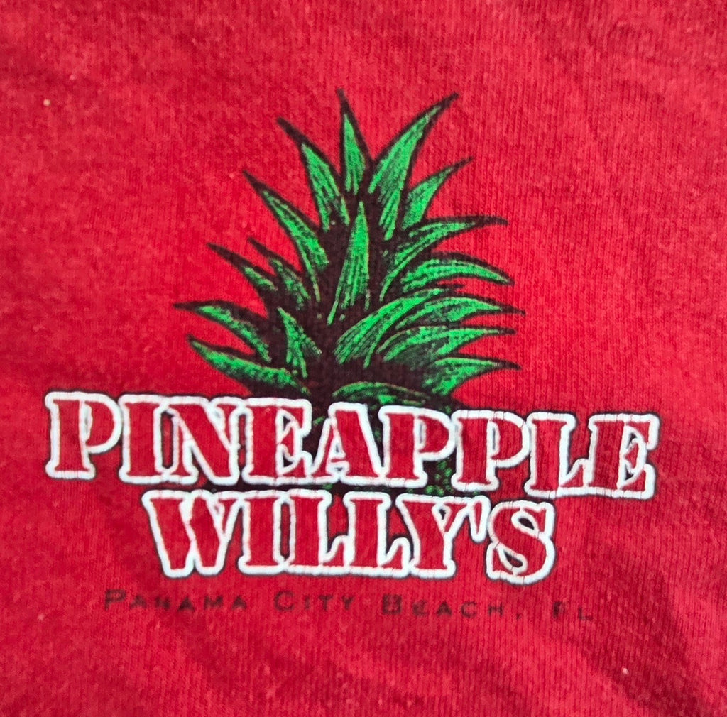 Jerzees Pineapple Willy's T Shirt Small S Red Panama City Beach USA 100% Cotton