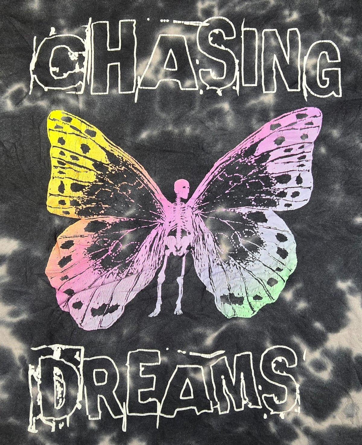 Chemistry Chasing Dreams T Shirt Large L Tie Dye Butterfly Skeleton Graphic Tee