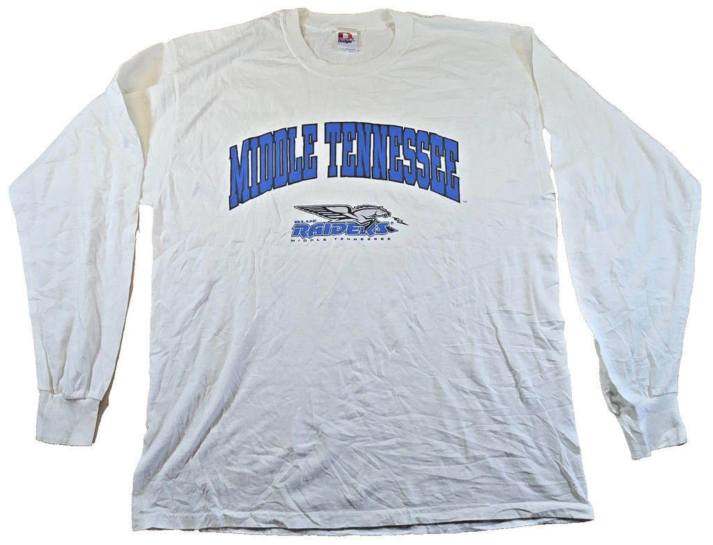 Middle Tennessee Blue Raiders T Shirt XL White Dodger Long Sleeve College Tee