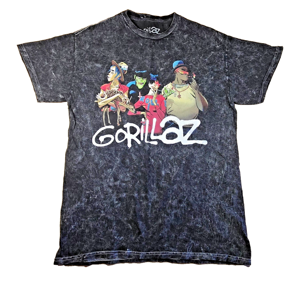Gorillaz T Shirt Small Medium S M Black Acid Wash Band Music Graphic Tee