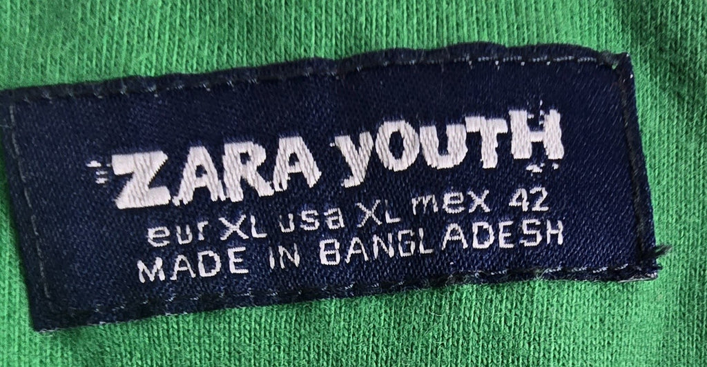Zara Youth Y.R.C. 1984 Striped Rugby Jersey Long Sleeve Collar Green/Red Size XL