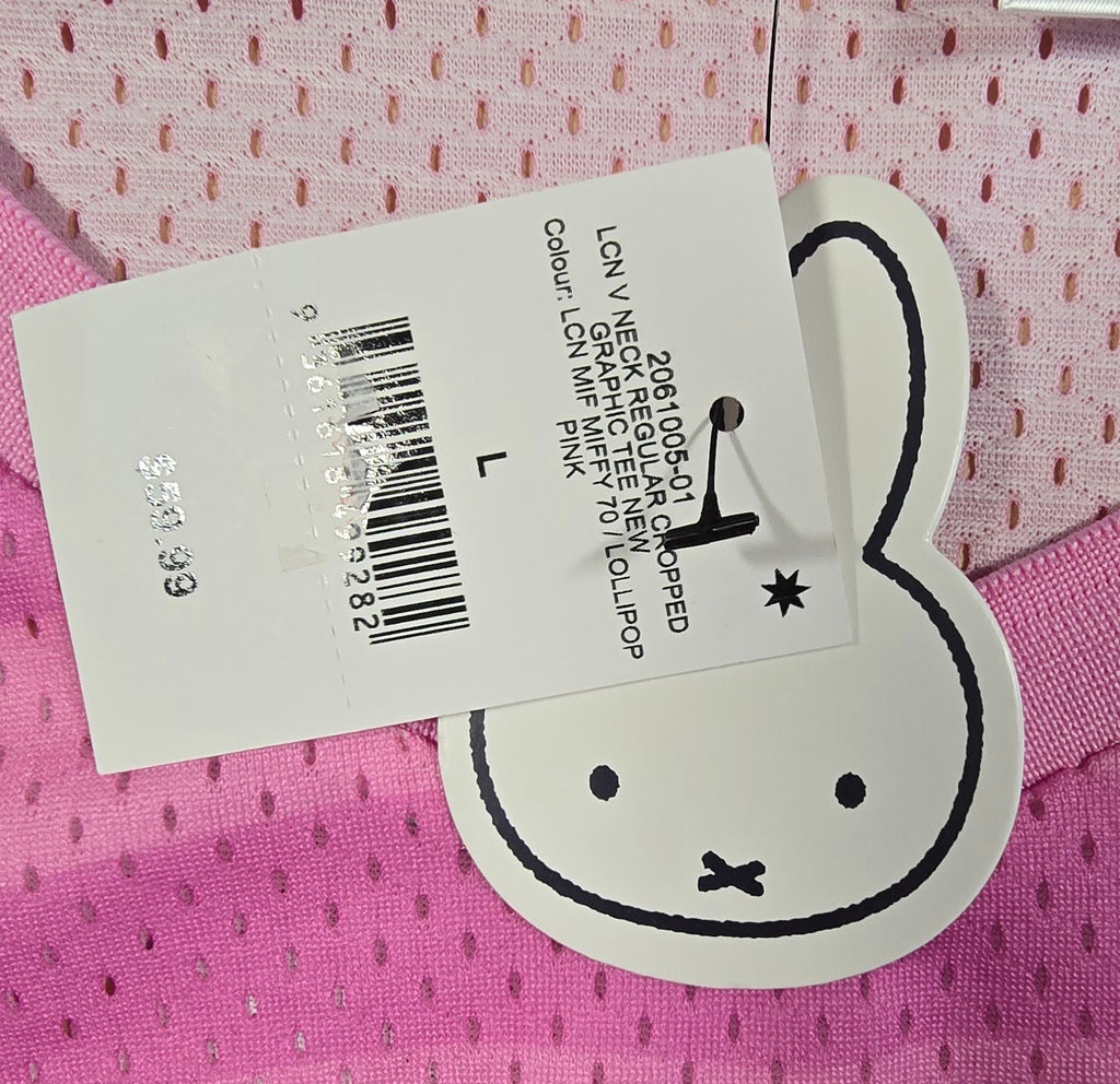 Miffy 70th Anniversary Pink Mesh Jersey T Shirt Large L Number 70 Bunny Retro