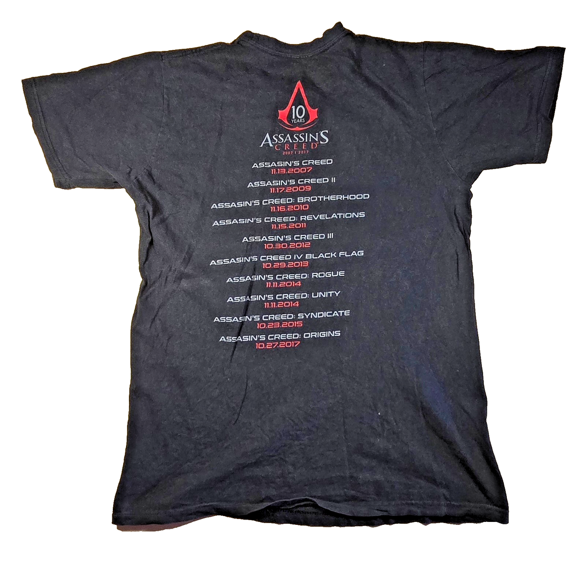 Assassin's Creed T Shirt Medium M Black 10 Year Anniversary Ubisoft Gaming Tee