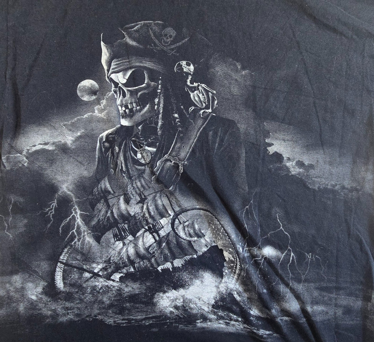 Gildan Pirate Skeleton T Shirt Large L Black Hilton Head Island SC Graphic Tee