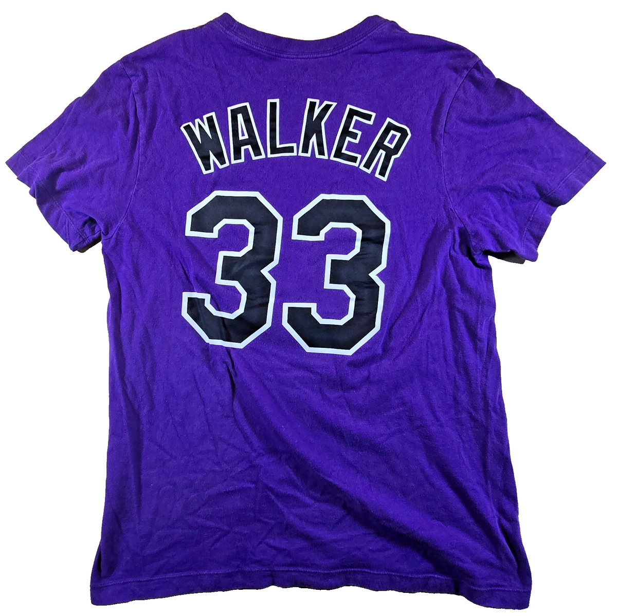 Nike Colorado Rockies T Shirt Small S Purple Walker 33 MLB Baseball Tee
