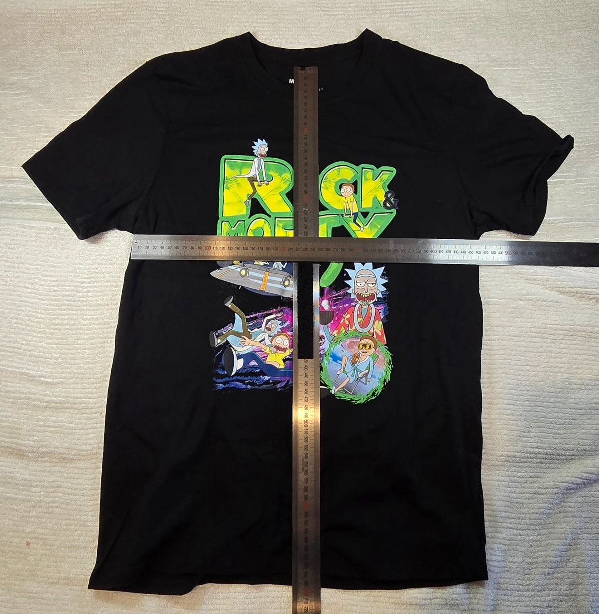 Rick and Morty T-Shirt Mens Medium Black Cartoon Graphic Tee Adult Swim Cotton