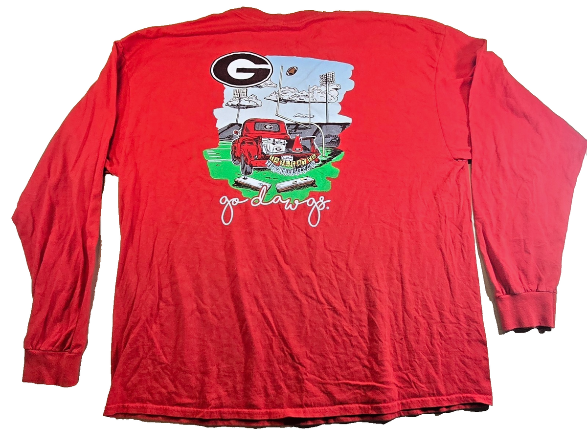 Georgia Bulldogs Long Sleeve T Shirt Red Go Dawgs Football UGA NCAA Approx XL