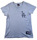 LA Dodgers T Shirt Small S Grey Majestic MLB Baseball Double Sided Logo Tee