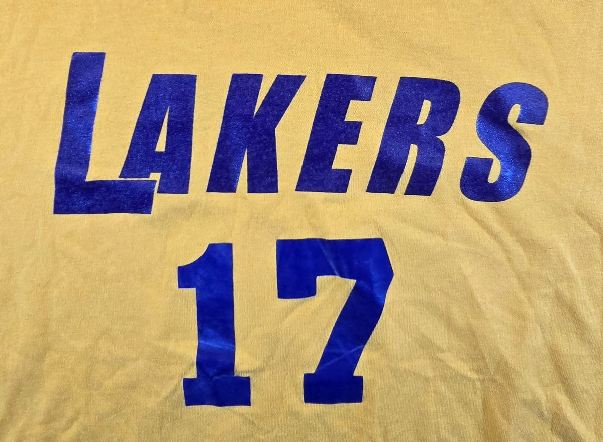 Jerzees Lakers 17 Allen Soccer T Shirt Medium M Yellow USA Style Sports Tee