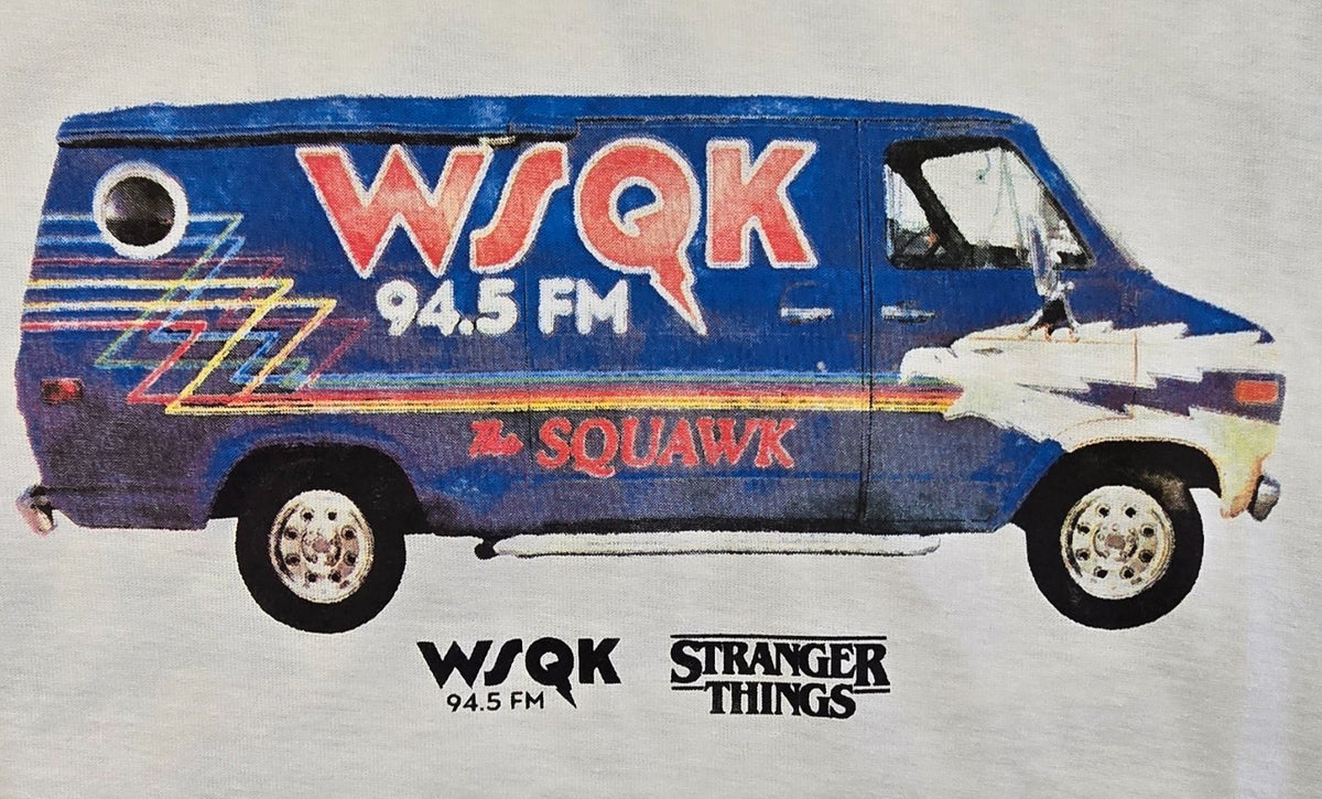 Stranger Things WSQK 94.5 FM T Shirt 2XL White Hawkins Radio Van Graphic Tee