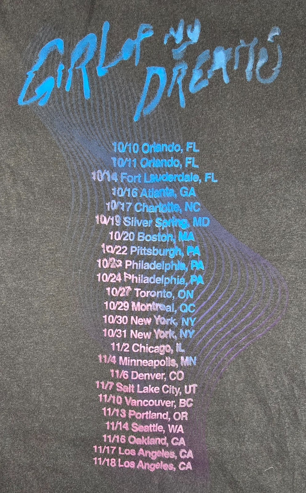 Fletcher Girl Of My Dreams Tour T Shirt Black Graphic Concert Music Tee Size Med