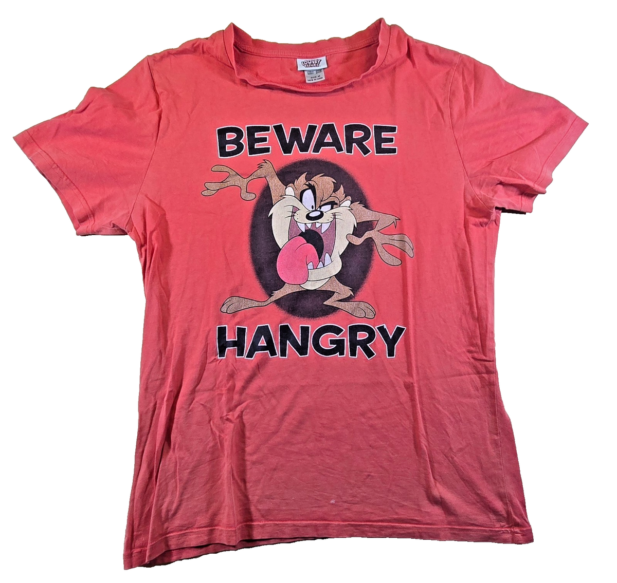 Looney Tunes Taz T Shirt Medium M Red Beware Hangry Tasmanian Devil Tee
