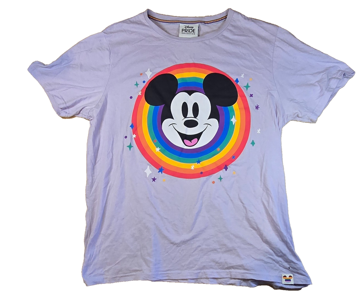 Disney Pride Collection Mickey Mouse T Shirt Rainbow Graphic Tee Purple LGBTQ LG