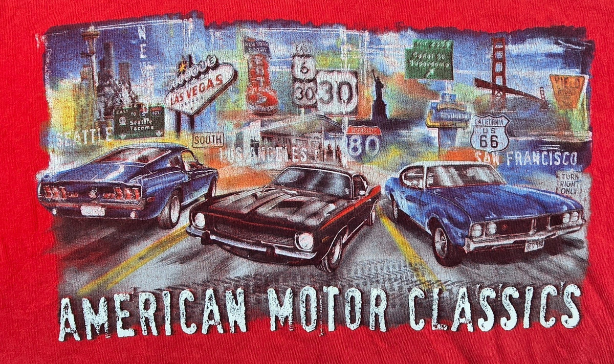 American Motor Classics T Shirt XL Red Muscle Cars Route 66 Lifestyle Classics