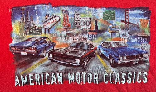 American Motor Classics T Shirt XL Red Muscle Cars Route 66 Lifestyle Classics