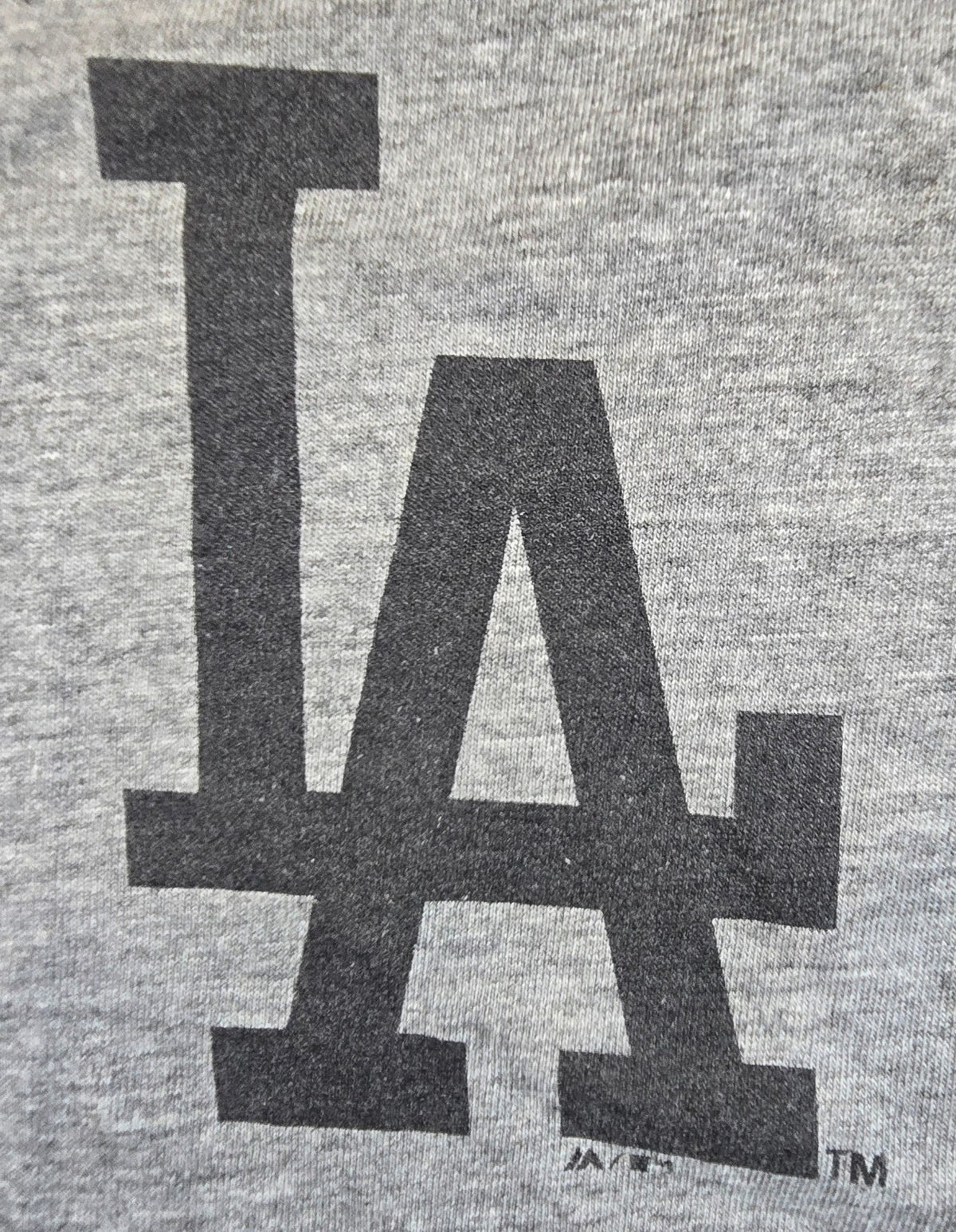 LA Dodgers T Shirt Small S Grey Majestic MLB Baseball Double Sided Logo Tee
