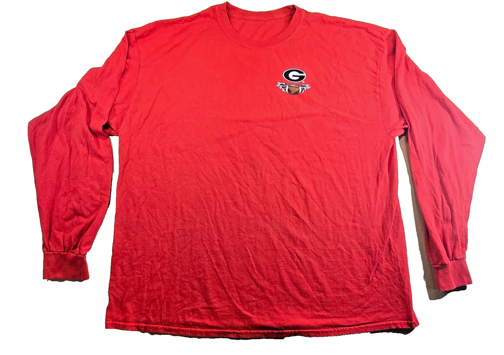Georgia Bulldogs Long Sleeve T Shirt Red Go Dawgs Football UGA NCAA Approx XL