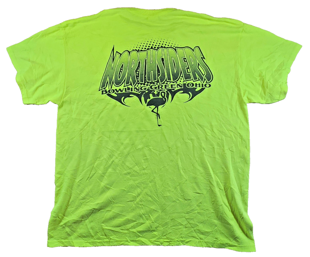 Northsiders Bowling Green Ohio T Shirt XL Gildan Ultra Cotton Neon Green Tee