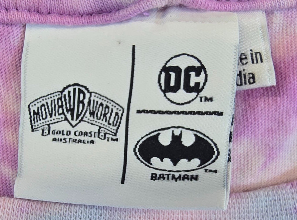 DC Harley Quinn T Shirt Womens Tie Dye Pink Blue Bubble Gum Batman Tee