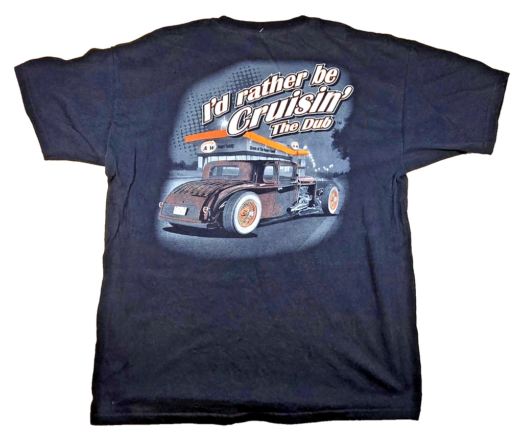 A&W Cruisin The Dub Hot Rod T Shirt Black Classic Car Graphic Tee Approx Large