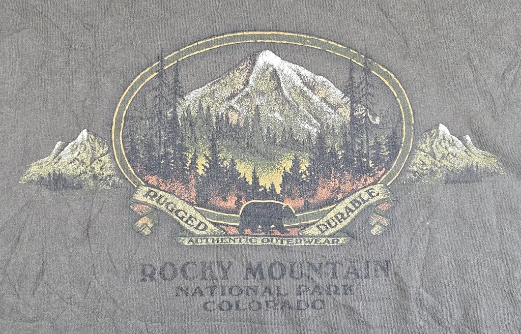 Prairie Mountain Rocky Mountain National Park T Shirt Large L Colorado Grey Tee