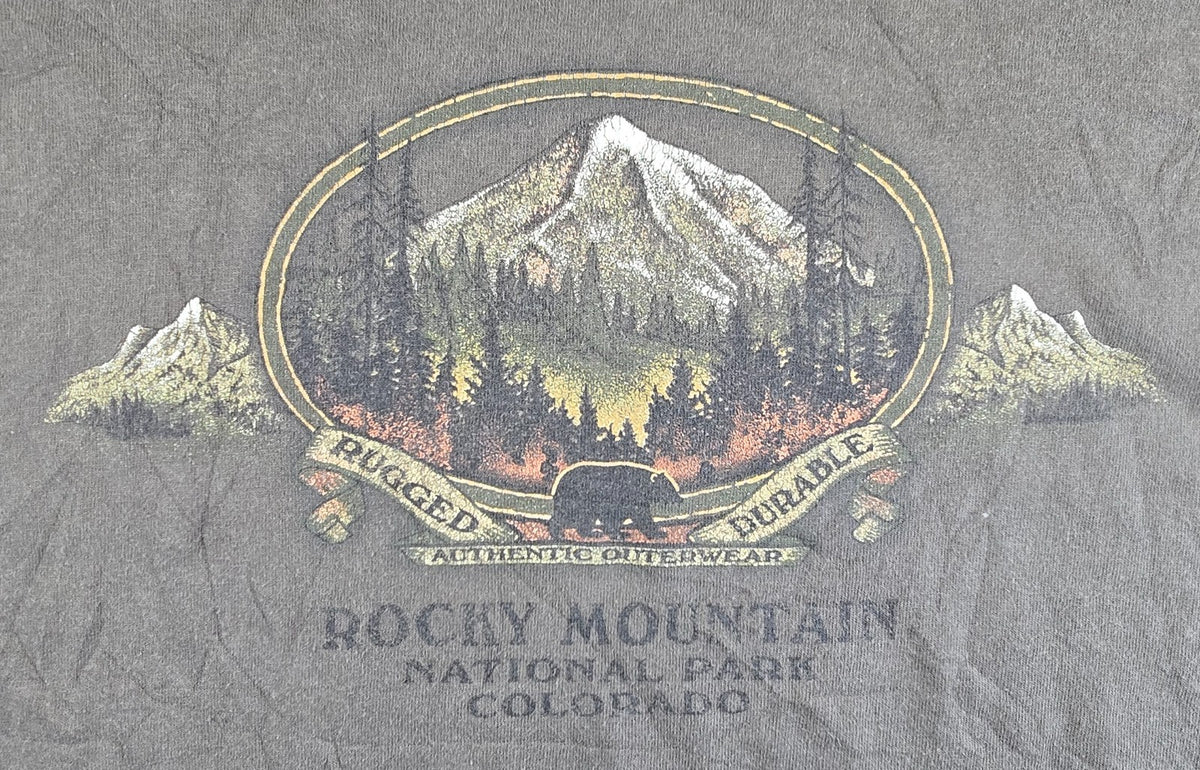 Prairie Mountain Rocky Mountain National Park T Shirt Large L Colorado Grey Tee