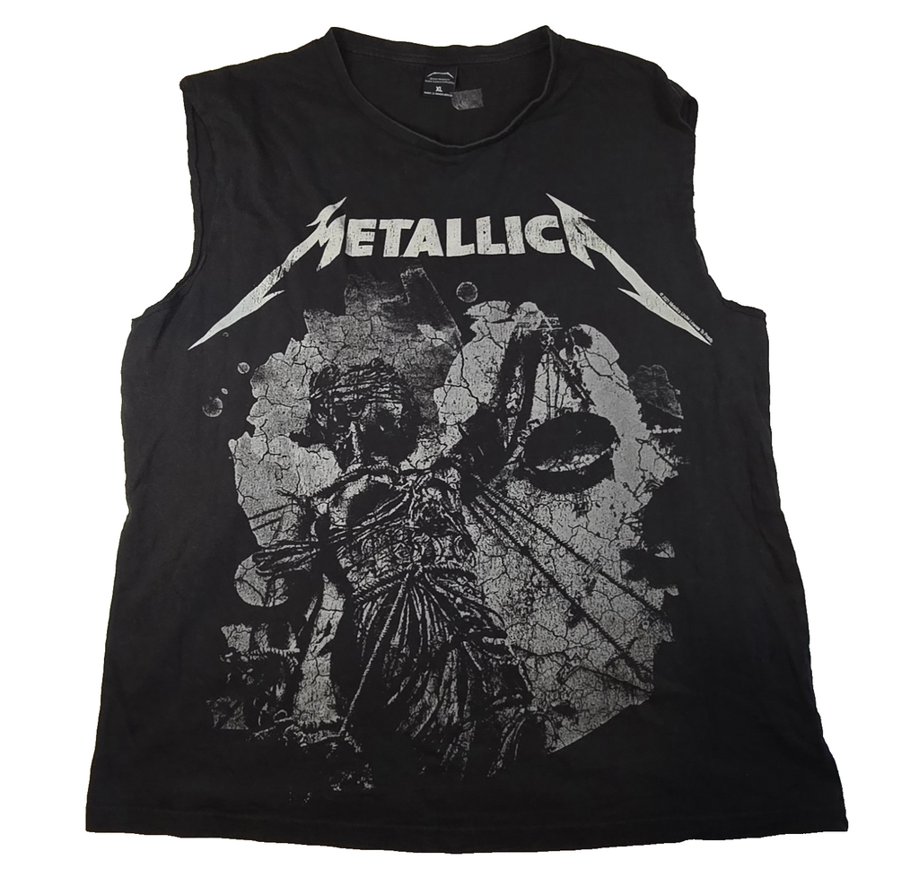 Metallica Sleeveless T-Shirt  XL Black Distressed Graphic Heavy Metal Band T