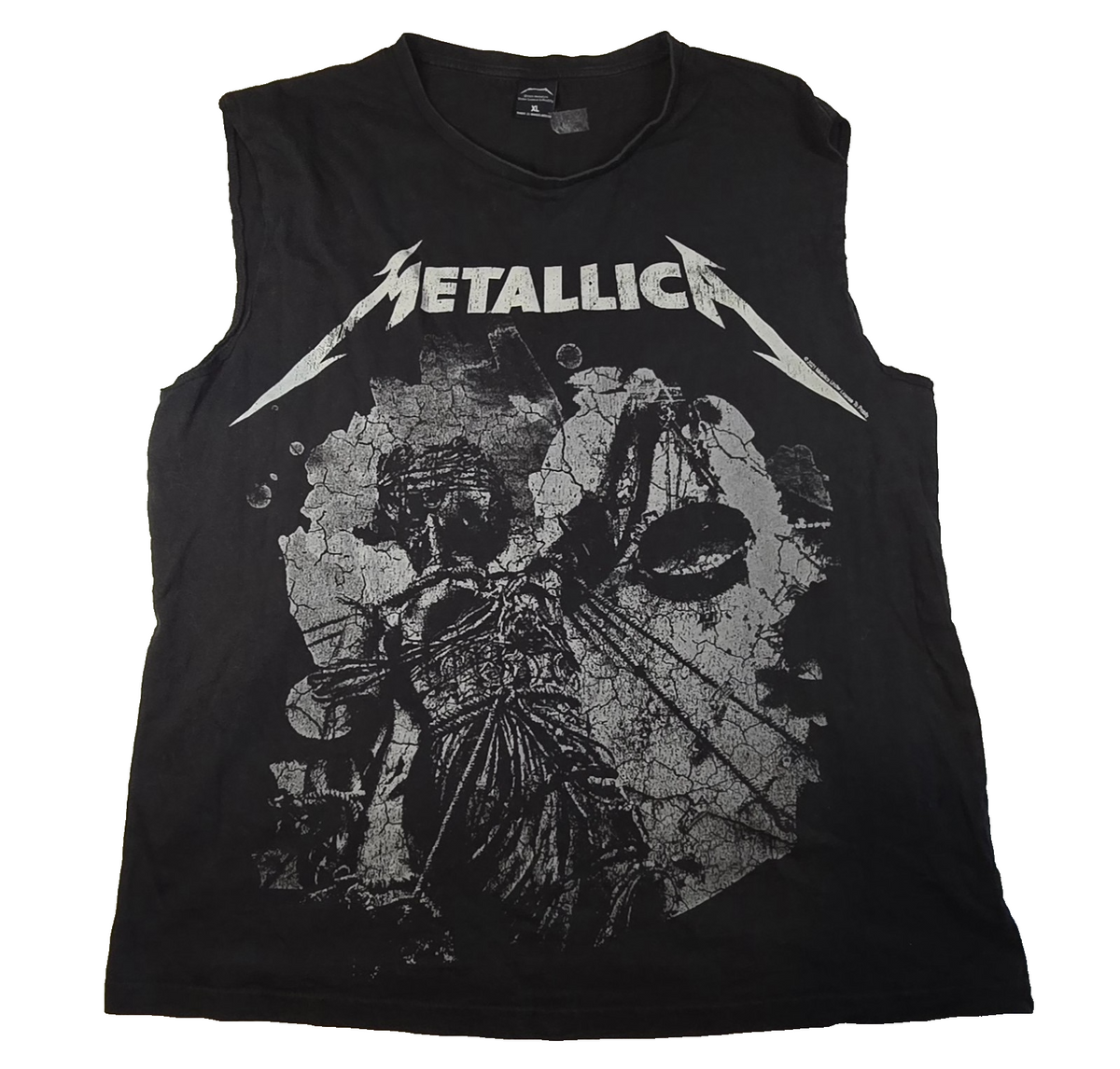 Metallica Sleeveless T-Shirt  XL Black Distressed Graphic Heavy Metal Band T