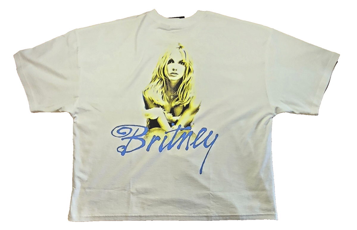Britney Spears T Shirt 2XL White Pop Music Graphic Tee Double Sided Portrait