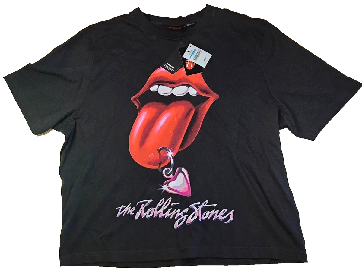 The Rolling Stones T Shirt Tongue Logo Rock Band Tee Black New With Tags Size XL