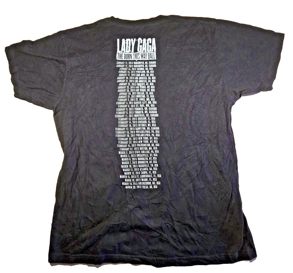 Lady Gaga Born This Way Ball 2013 Tour T Shirt Black Concert Music Tee Aprox.SM