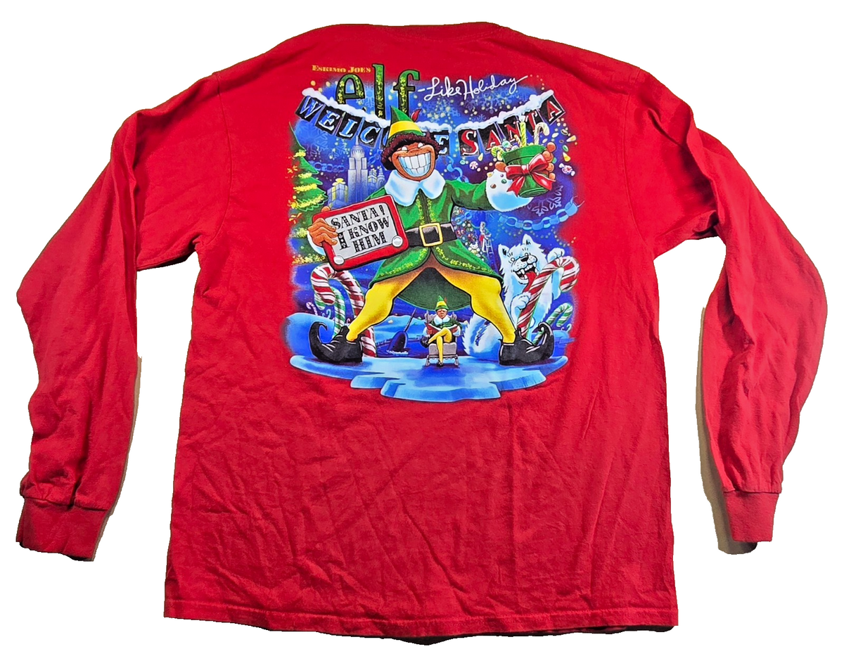 Elf Movie Christmas T Shirt Red Long Sleeve Buddy The Elf Esquimo Joe's 54x69cm