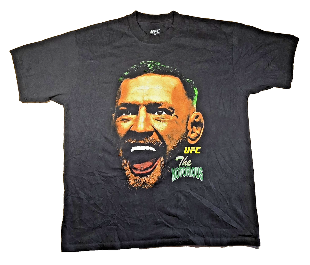 UFC Conor McGregor The Notorious T Shirt Large Black MMA Double Sided Graphic