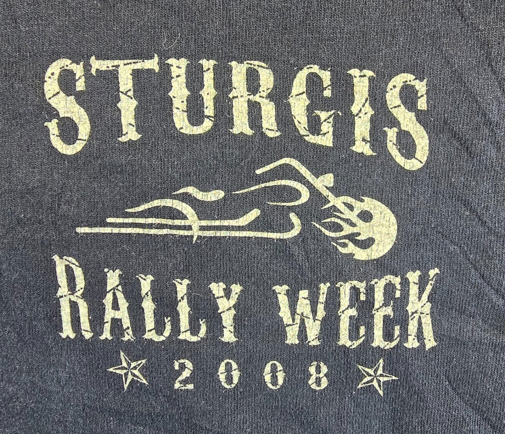 Sturgis Motorcycle Rally 2008 T Shirt Large L Black Gildan Biker Rally Week Tee